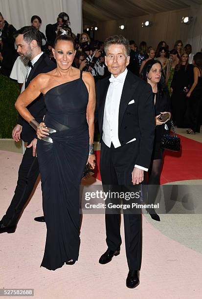 Fashion designers Donna Karan and Calvin Klein attends the 'Manus x Machina: Fashion in an Age of Technology' Costume Institute Gala at the...