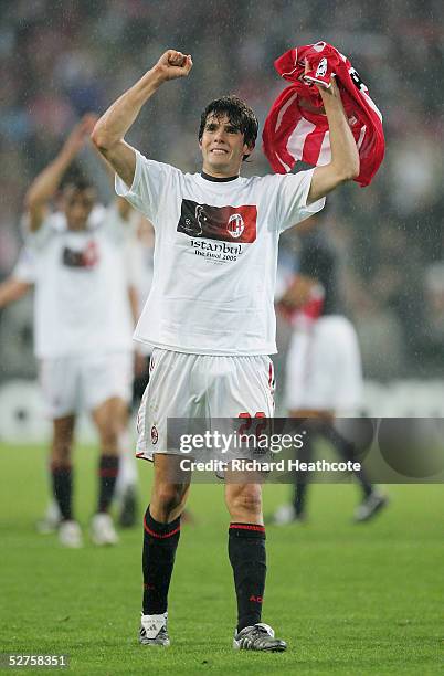 Kaka of Milan celebrates after the final whistle during the UEFA Champions League Semi Final, 2nd Leg, match between PSV Eindhoven and AC Milan, held...