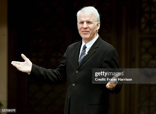 Former Disneyland cast member, actor Steve Martin unveils "Disneyland: The First 50 Magical Years," a historical exhibit during the Disneyland 50th...