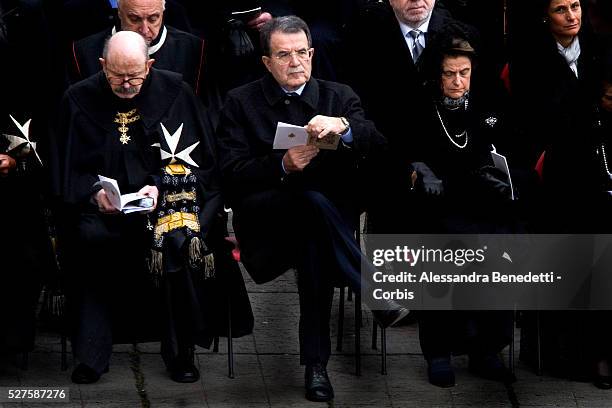 Center left coalition leader and candidate in the forthcoming general Italian election Romano Prodi, takes part in a cardinals elevation ceremony...