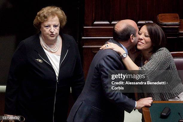 Anna Maria Cancellieri Minister of Justice and Nunzia De Girolamo Minister of agriculture Politics during Italy's designaded Prime Minister Enrico...
