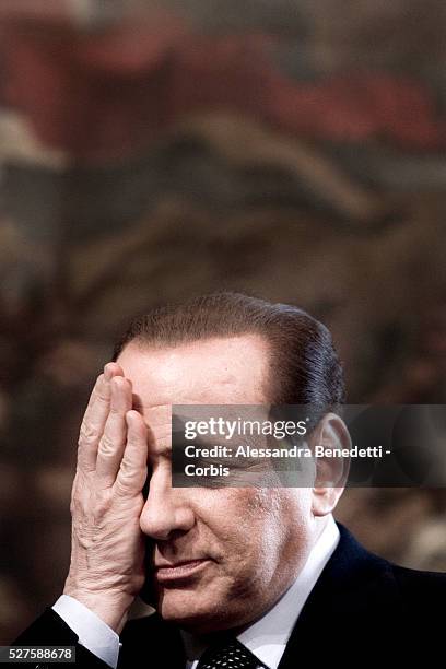 Israelian Prime Minister Benjamin Netanyahu meets italian Prime Minister Silvio Berlusconi at Chigi Palace