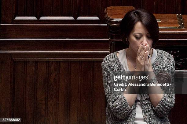 Nunzia De Girolamo Minister of agriculture Politics during Italy's designaded Prime Minister Enrico Letta first speech during before the confidence...