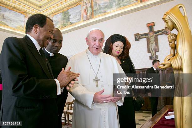 Pope Francis meets President of Republic of Cameroon Paul Biya, at the Vatican. During the colloquial discussions, satisfaction was expressed for...