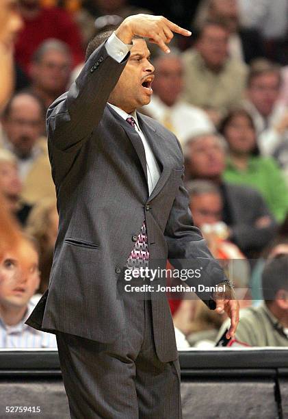 Head coach Eddie Jordan of the Washington Wizards yells instructions to his team against the Chicago Bulls in Game five of the Eastern Conference...