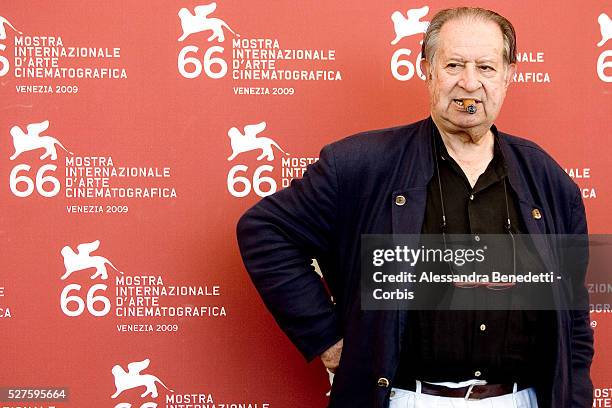 Tinto Brass attends the photocall of the short film "Hotel Courbet" during the 66th Venice Film Festival.