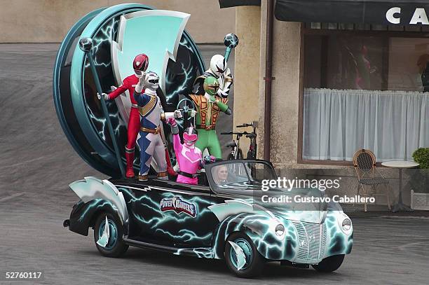 Power Rangers perform at the "Lights, Motors, Action" Extreme Stunt Show at Walt Disney World's "Happiest Celebration On Earth" on May 4, 2005 in...