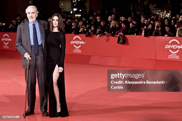 Actor Christopher Lee and actress Paz Vega attend the premiere of movie Triage presented in competition at the 4th International Rome FIlm Festival