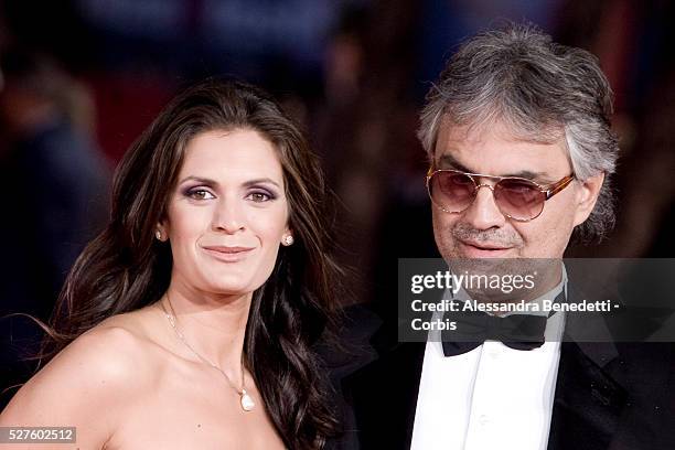 Singer Andrea Bocelli with his wife Veronica Bertiattend the photocall of movie The city of your final destination presented out of competition at...