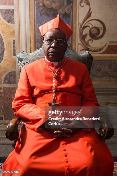 Newly appointed Cardinal Julio Duarte Langa , is greeted by faithfuls and Vatican Curia members in the Apostolic Palace at Vatican. Pope Francis...