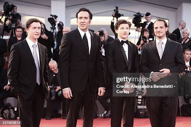 Ronnie Blevins, Tye Sheridan, Nicolas Cage and director David Gordon Green attend the premiere of movie Joe, presnted in competition during the 70th...