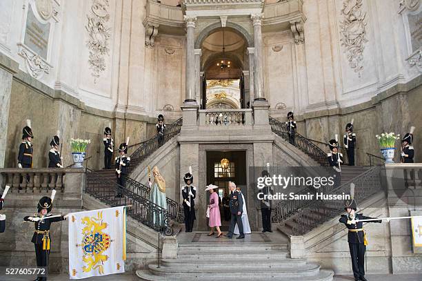 General view of the Royal Palace as King Carl Gustaf of Sweden and Queen Silvia arrive ahead of the Te Deum Thanksgiving Service to celebrate the...