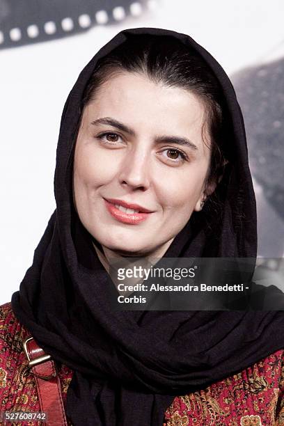 Member of the official Jury actress Leyla Hatami poses during the photocall of the jury on November 9, 2012 on the opening day of the Rome's film...