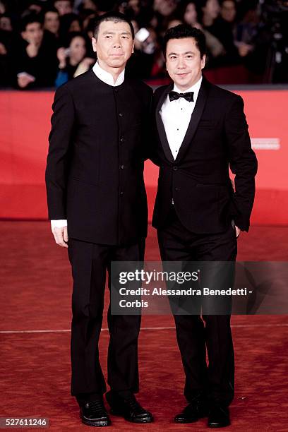 Director Feng Xiaogang and producer Wang Zhonglei attend the 'Back To 1942' Premiere during the 7th Rome Film Festival at the Auditorium Parco Della...