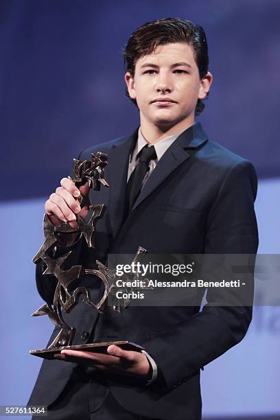 Tye Sheridan winner of the Marcello Mastroianni award for best young actor in the movie Joe.