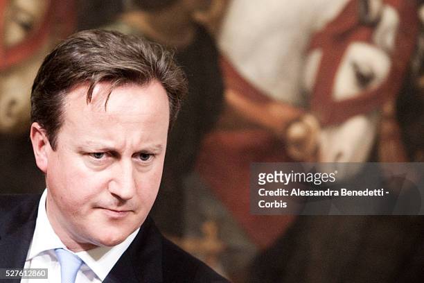 Great Britain Prime Minister David Cameron meets Italy's Prime Minister Mario Monti at Chigi Palace in Rome.