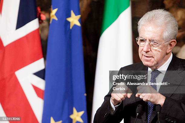 Great Britain Prime Minister David Cameron meets Italy's Prime Minister Mario Monti at Chigi Palace in Rome.