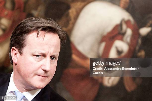 Great Britain Prime Minister David Cameron meets Italy's Prime Minister Mario Monti at Chigi Palace in Rome.