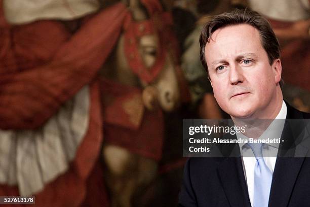 Great Britain Prime Minister David Cameron meets Italy's Prime Minister Mario Monti at Chigi Palace in Rome.