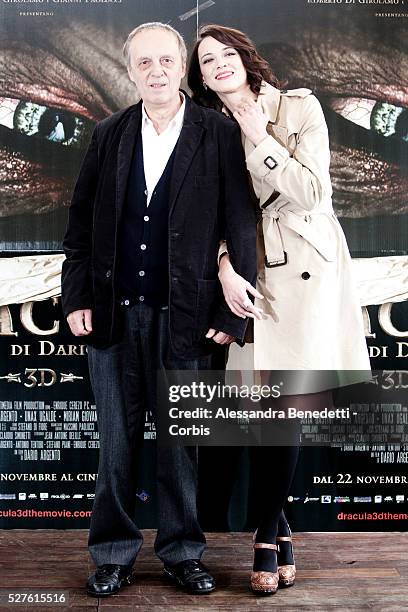 Dario and Asia Argento attend the photocall of movie Dracula 3D in Rome.