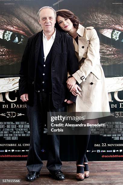 Dario and Asia Argento attend the photocall of movie Dracula 3D in Rome.