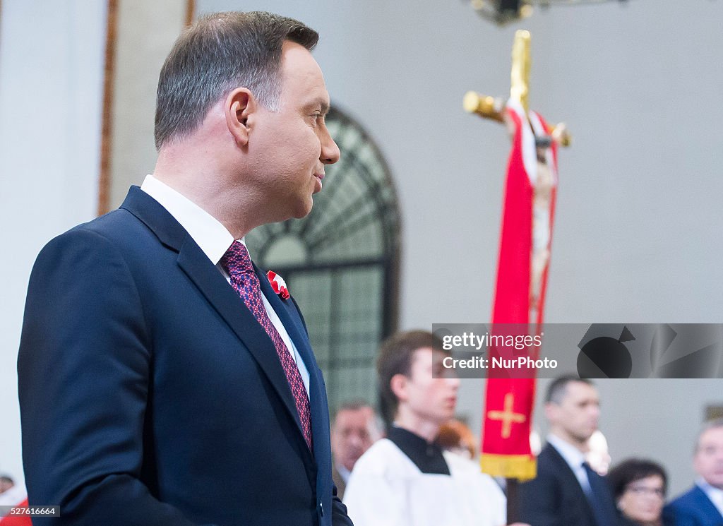 Polish presidential couple in the church to celebrate the Day of Constitution in Poland