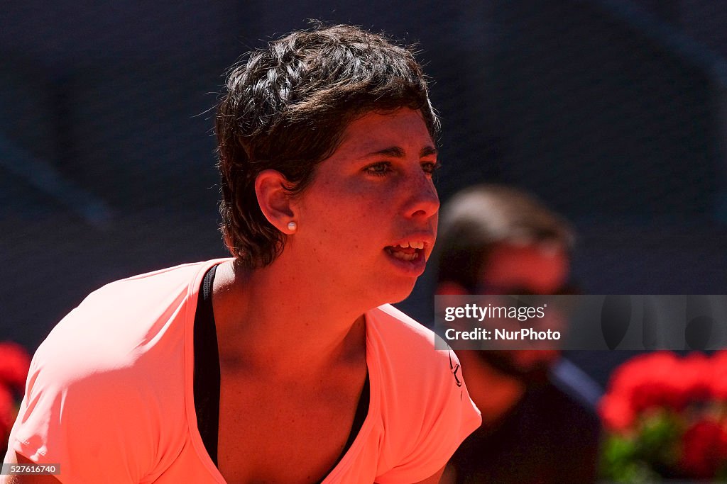 Carla Suarez of Spain in action Sabine Lisicki of Germany their match