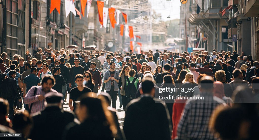 Crowded Istiklal street in Istanbul