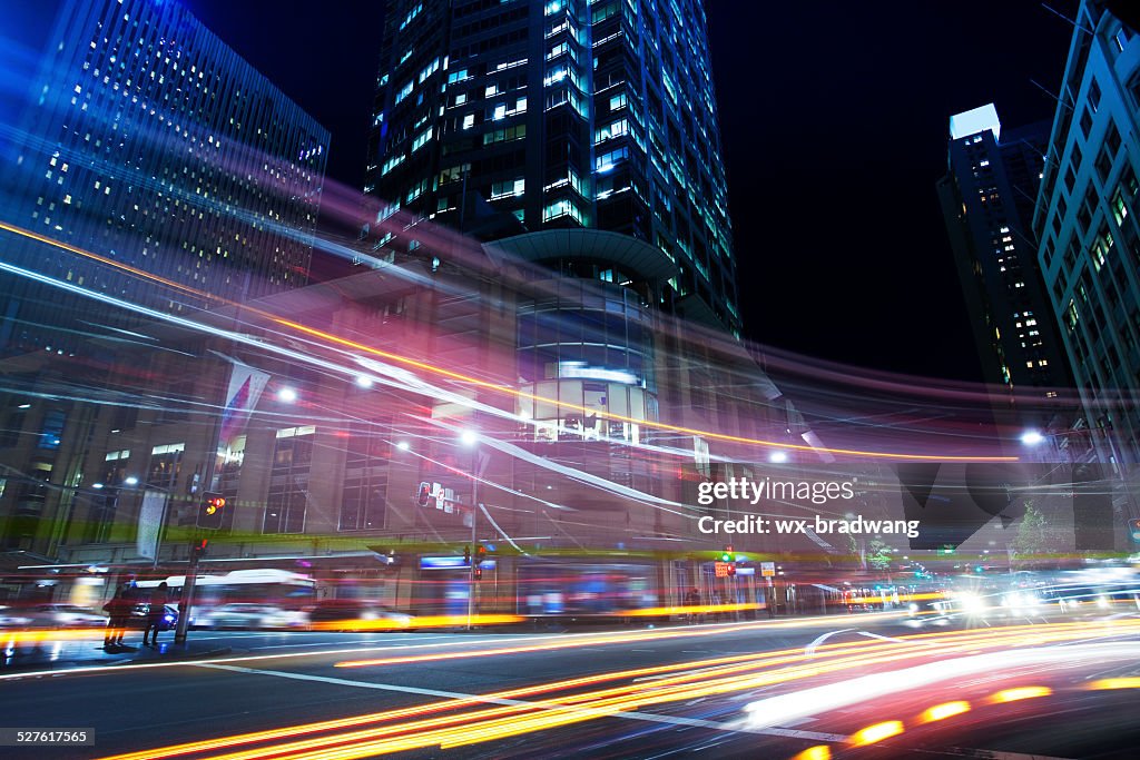 Sydney city roads at night