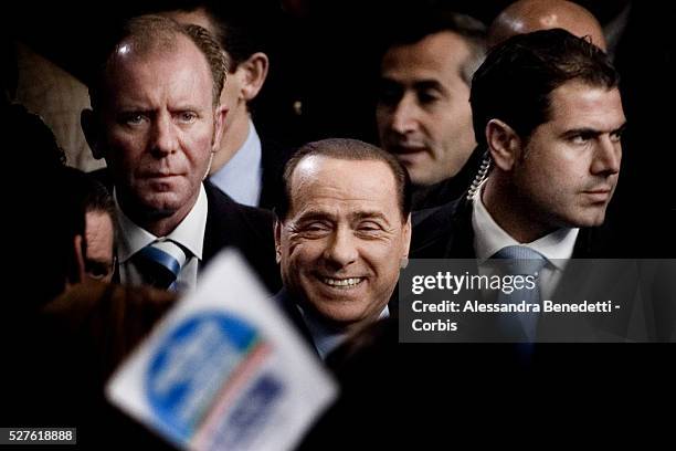 Candidate of the People of Freedom Party Silvio Berlusconi opens his electoral campaign in Milan.