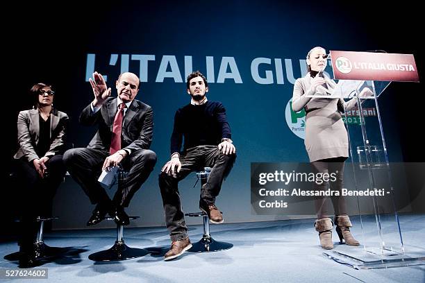 Pier Luigi Bersani leader and candidate for the centre left Party PD in the forthcoming Italian elections opens his electoral campaign in Rome....