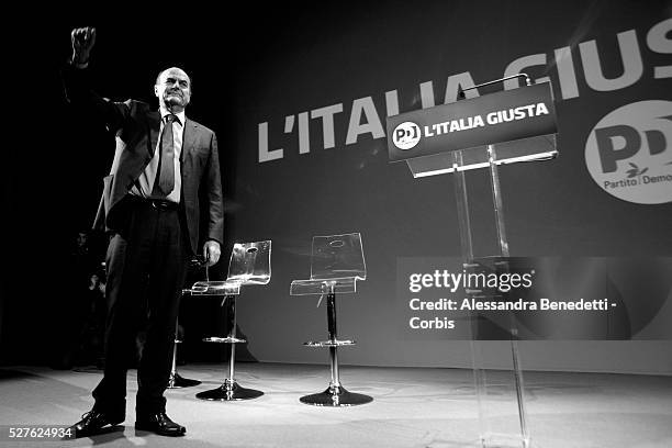 Pier Luigi Bersani leader and candidate for the centre left Party PD in the forthcoming Italian elections opens his electoral campaign in Rome....