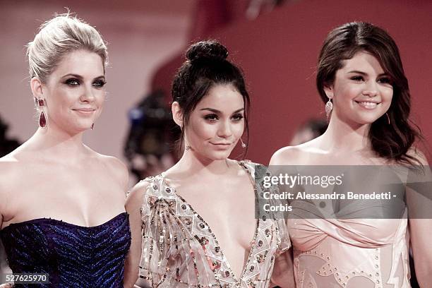 Vanessa Hudgens, Selena Gomez and Ashley Benson attend the photocall of movie Spring Breakers presented in competition at the 69th Venice Film...