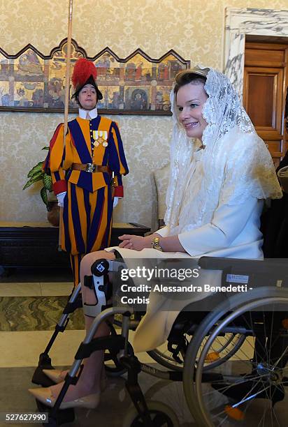 Pope Francis met Belgium's King Philippe and Queen Mathilde during a private audience at the Vatican on March 9, 2015.