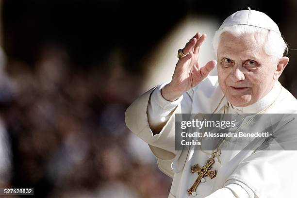 Pope Benedict XVI presides over his general weekly audience in St. Peter's Square at the Vatican