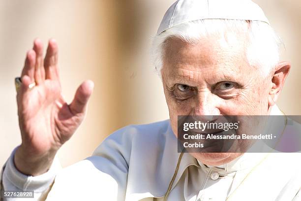 Pope Benedict XVI presides over his general weekly audience in St. Peter's Square at the Vatican