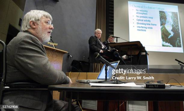 Second witness Ph.D. Charles Thaxton , who holds a doctorate in Physical Chemistry from Iowa State, answers questions by the panel on the first day...