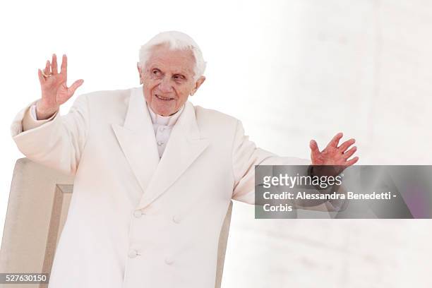 Pope Benedict XVI attends his final General Audience at the Vatican before his resignation.