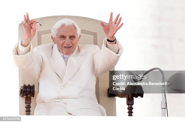 Pope Benedict XVI attends his final General Audience at the Vatican before his resignation.