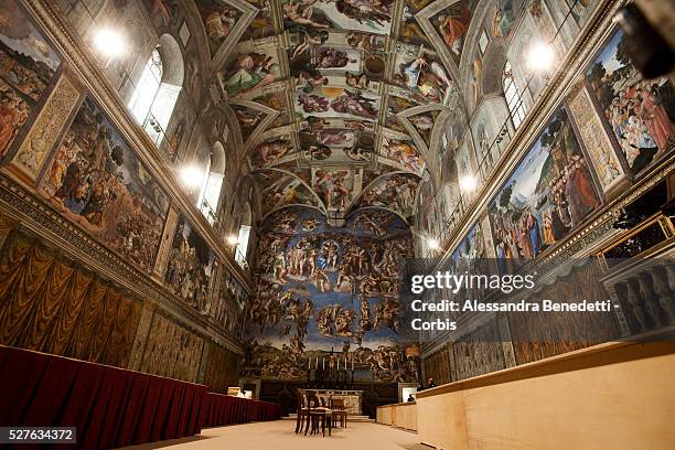 Preparations ahead of the Conclave to elect the new Pope at the Sistine Chapel at the Vatican.