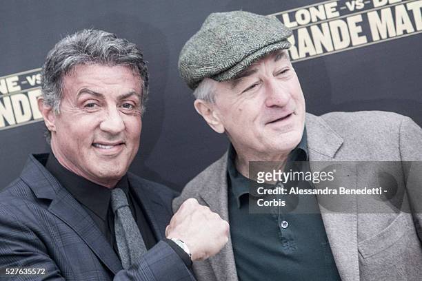 Syslvester Stallone, Robert De Niro and Peter Segal attend the photocall of movie " Grudge Match in Rome.
