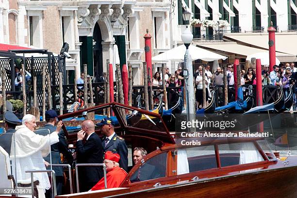 Pope Benedict XVI is driven on the Canale Grande during his two days visit to Venice.