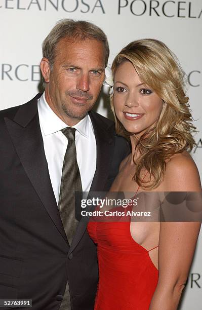 Actor Kevin Costner and his wife Christine Baumgartner preside the opening of the new "Porcelanosa" Store on May 5, 2005 in Madrid, Spain.