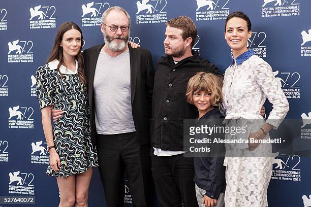 Stacy Martin, Liam Cunningham, Stacy Martin and Tom Sweet attend the photocall of movie The Childhood of a Leader, presented during the 72nd...