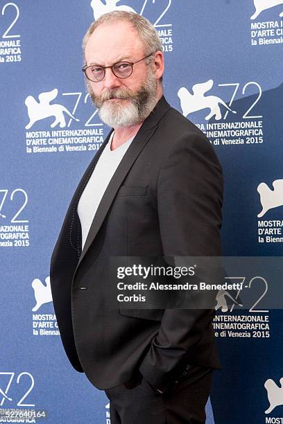 Liam Cunningham attends the photocall of movie The Childhood of a Leader, presented during the 72nd International Venice Film Festival.