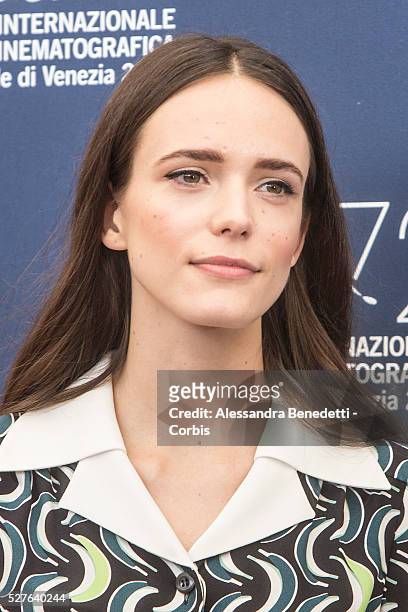 Stacy Martin attends the photocall of movie The Childhood of a Leader, presented during the 72nd International Venice Film Festival.