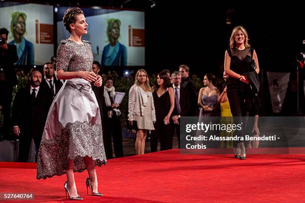 Kristen Stewart and publicist Ruth Bernstein attend the premiere of movie Equals, presented in competition during the 72nd International Venice film...