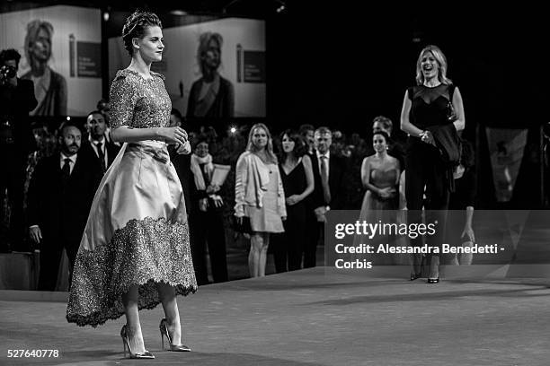 Kristen Stewart and publicist Ruth Bernstein attend the premiere of movie Equals, presented in competition during the 72nd International Venice film...