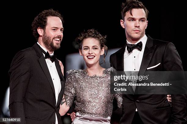 Kristen Stewart, Nicholas Hoult and Drake Doremus attend the premiere of movie Equals, presented in competition during the 72nd International Venice...