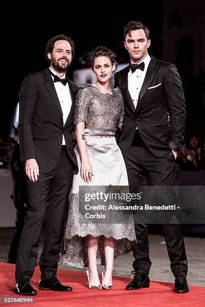 Kristen Stewart, Nicholas Hoult and Drake Doremus attend the premiere of movie Equals, presented in competition during the 72nd International Venice...